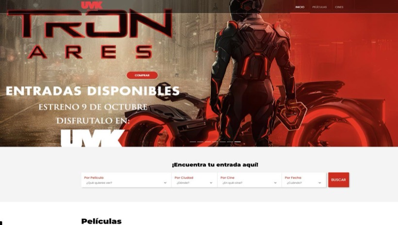 UVK Multicines cinema website