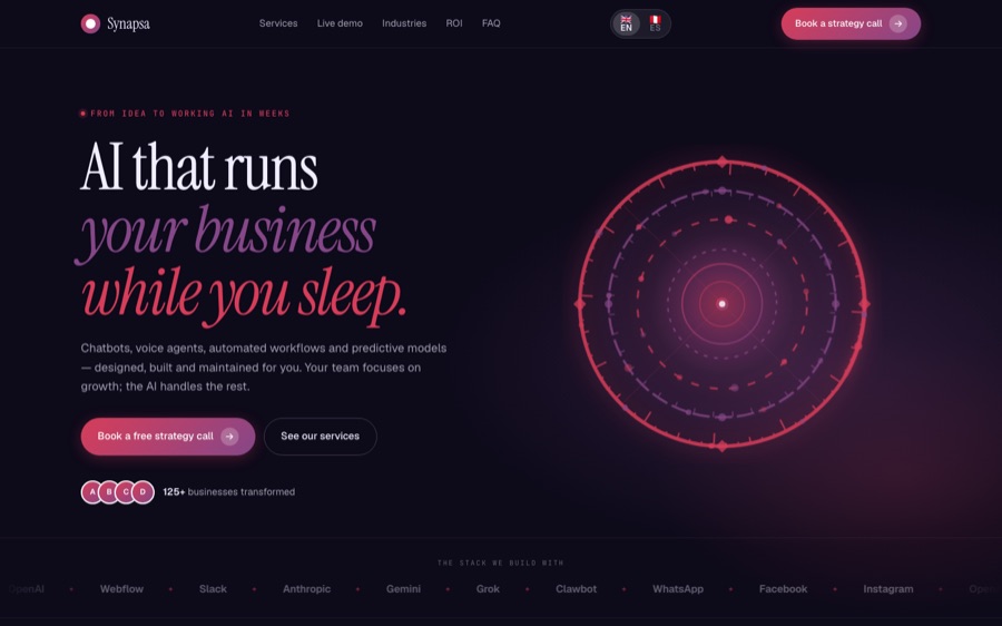 Synapsa AI agency landing